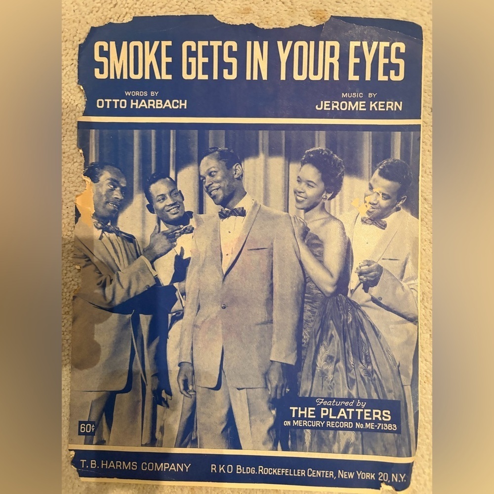 Antique Original Piano Note Smoke Gets In Your Eyes